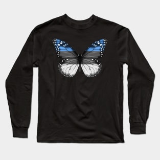 Estonian Flag  Butterfly - Gift for Estonian From Estonia Long Sleeve T-Shirt